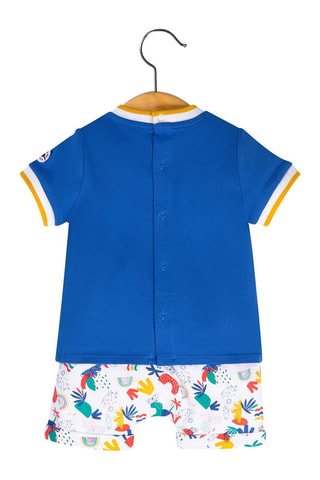 T-shirt et short Lubarou - Blanc, bleu et jaune