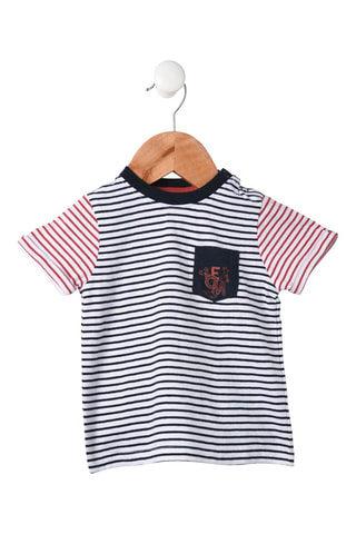 T-shirt Ayjo - Blanc, rouge et bleu
