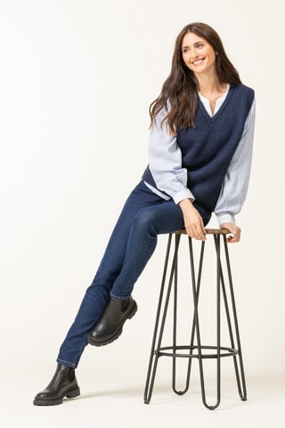 Blouse - Blanc et bleu