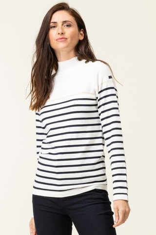 Pull - Blanc, noir et beige