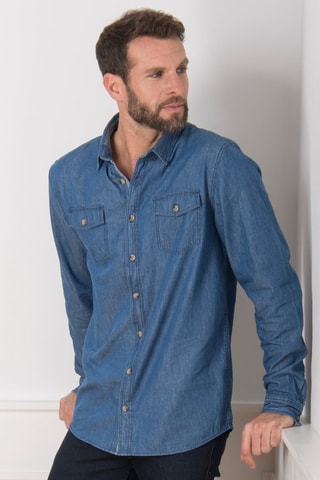 Camisa de ganga - Azul - Azul