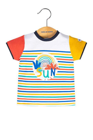 T-shirt Lamparo - Blanc, rouge et jaune