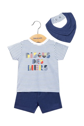 Ensemble 3 pièces Riki - Blanc et bleu