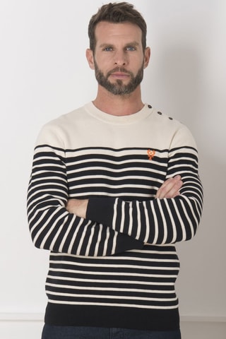 Pull - Blanc, noir et orange