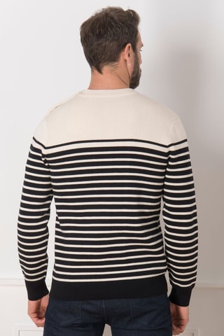 Pull - Blanc, noir et orange