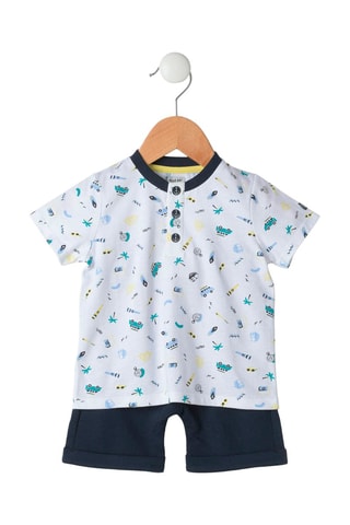 T-shirt et short Esidou - Blanc, bleu et rouge