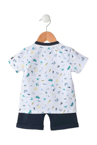T-shirt et short Esidou - Blanc, bleu et rouge