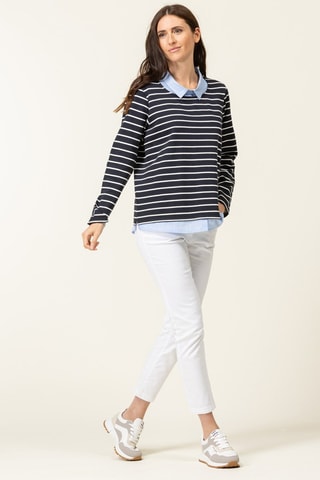 Blouse trompe-l'œil - Blanc et bleu