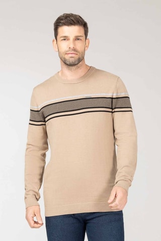 Pull - Blanc, noir et beige