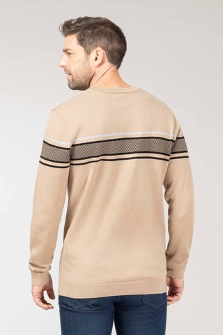 Pull - Blanc, noir et beige