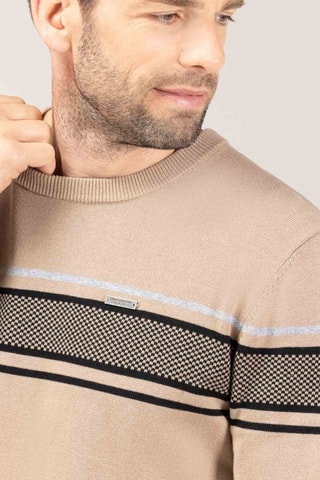 Pull - Blanc, noir et beige