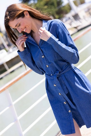 Robe chemise en jean - Bleu