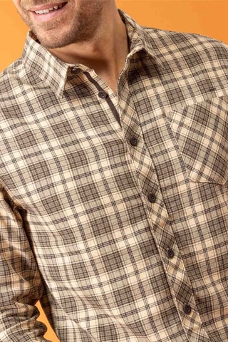 Camisa - Bege - Bege e castanho