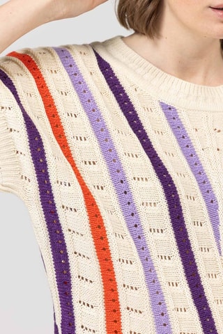 Pull - Blanc, orange et violet