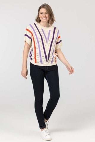 Pull - Blanc, orange et violet