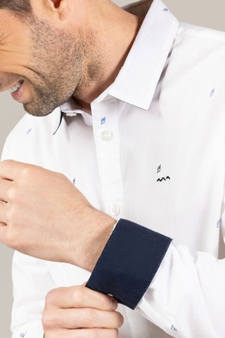 Camisa - Branco - Branco e azul