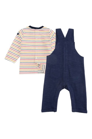 Salopette et t-shirt - Blanc, rouge et bleu