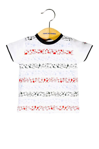 T-shirt - Blanc, noir et bleu