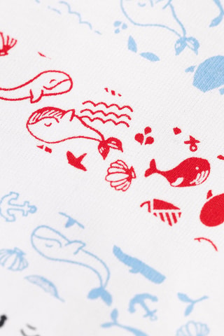 T-shirt - Blanc, noir et bleu
