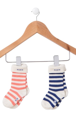 2 paires de chaussettes - Blanc, rouge et bleu