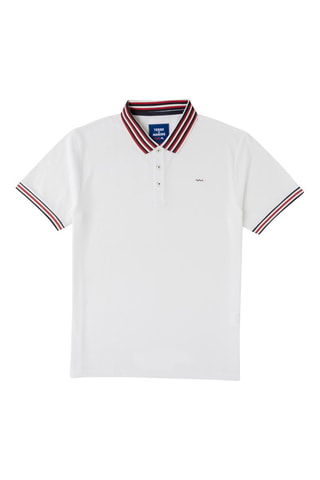 Polo Cabyst - Branco - Branco, preto e vermelho