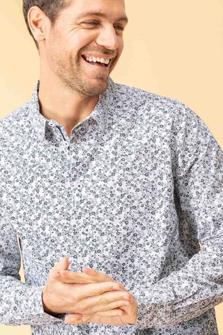 Camisa - Branco - Branco, preto e cinzento