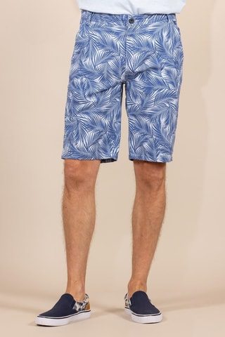 Bermuda en lin - Blanc et bleu