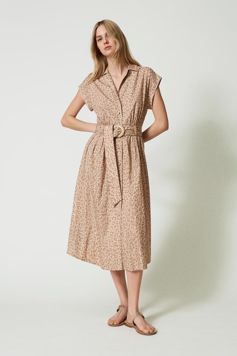 Twinset Mujer Beige Vestido Camisero