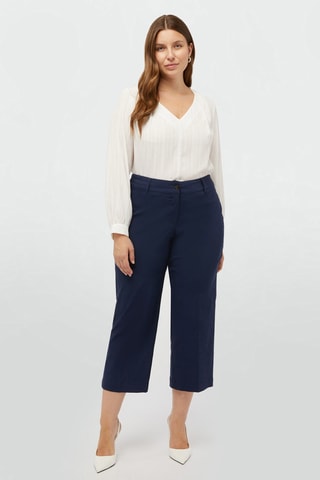 Pantalon droit 7/8 taille haute - Bleu