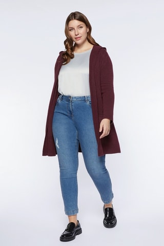 Gilet long à capuche - Violet