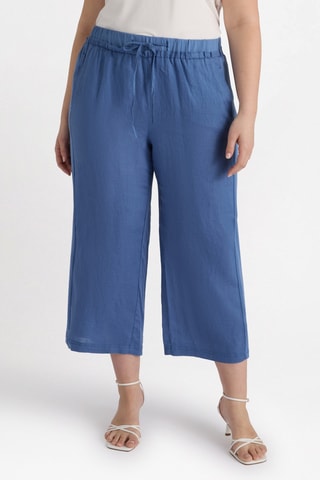 Pantalon large en lin - Bleu