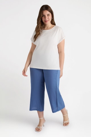 Pantalon large en lin - Bleu
