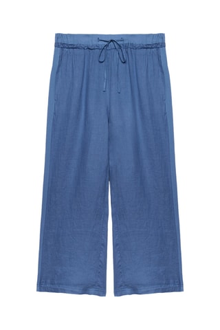 Pantalon large en lin - Bleu