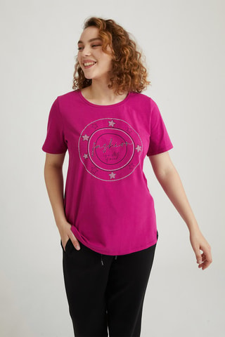 T-shirt - Blanc, noir et rose