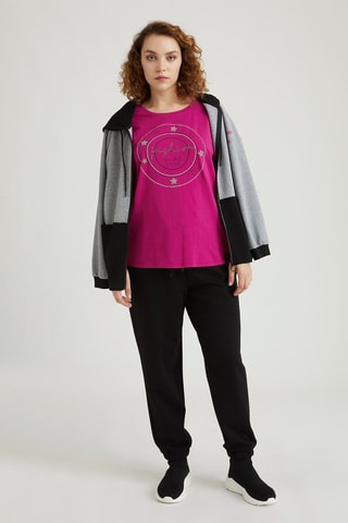 T-shirt - Blanc, noir et rose