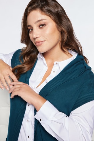 Gilet long sans manches - Bleu