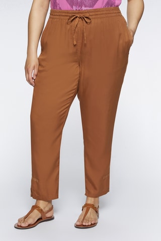 Pantalon carotte taille haute - Camel - Beige