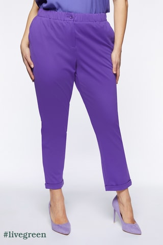 Pantalon droit 7/8 taille haute - Violet - Violet