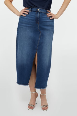 Jupe midi en jean - Bleu