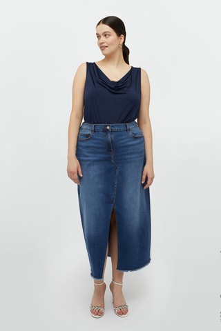 Jupe midi en jean - Bleu