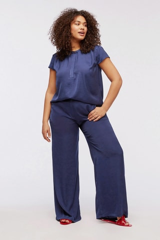 Pantalon taille haute - Bleu marine - Bleu