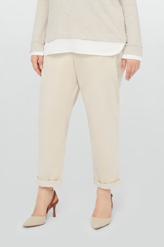 Pantalon barrel en velours taille haute - Ecru - Blanc