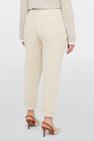 Pantalon barrel en velours taille haute - Ecru - Blanc