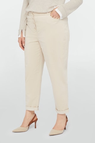Pantalon barrel en velours taille haute - Ecru - Blanc