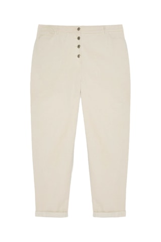 Pantalon barrel en velours taille haute - Ecru - Blanc