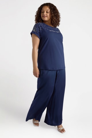 Pantalon palazzo taille haute - Bleu