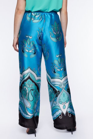 Pantalon wide legs - Blanc, bleu et vert