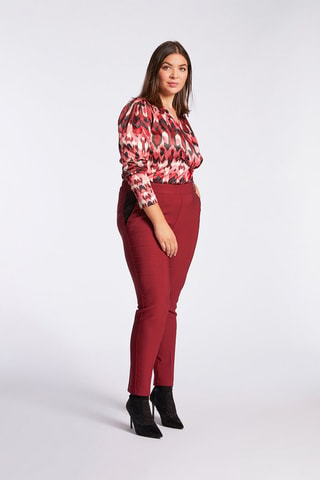 Pantalon droit taille haute - Rouge