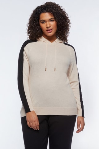 Pull à capuche - Beige et noir