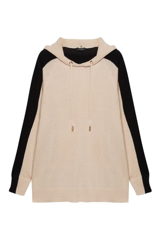 Pull à capuche - Beige et noir